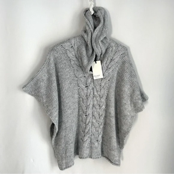 Cocogio ~new~Chunky Lightweight Cable Knit Hoodie Poncho - Picture 12 of 12